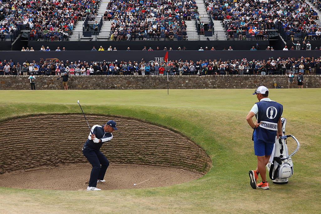 Bryson DeChambeau on the 17th hole at the Old Course